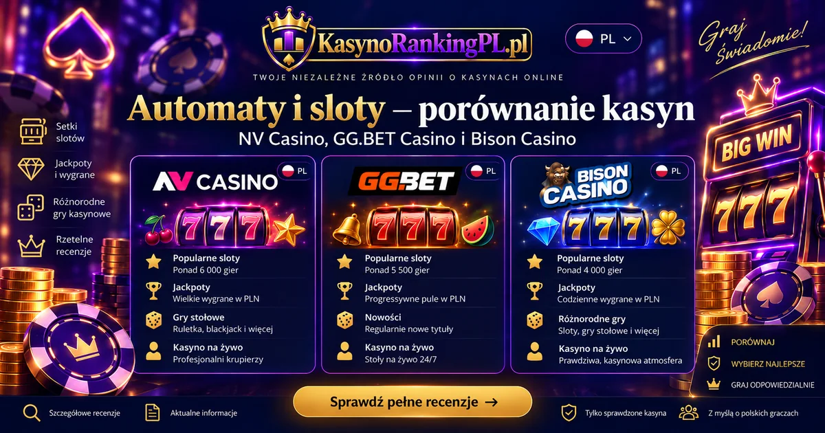Automaty i sloty w NV Casino, GGBet i Bison Casino