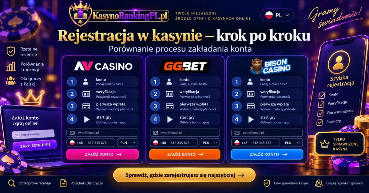 Rejestracja konta w NV Casino, GGBet i Bison Casino